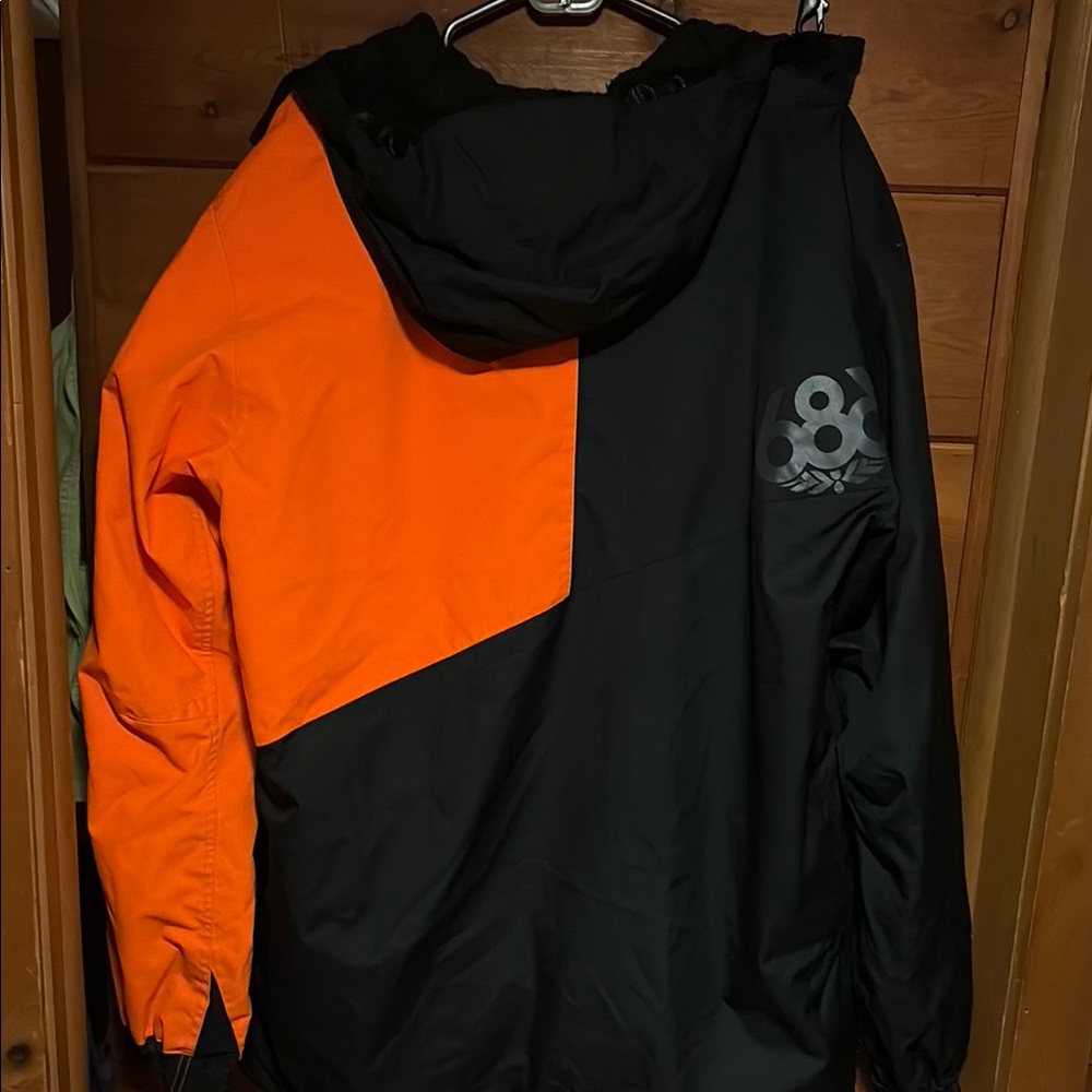 686 Men's Black and Bright Orange Ski Jacket with Hood - Picture 5 of 8